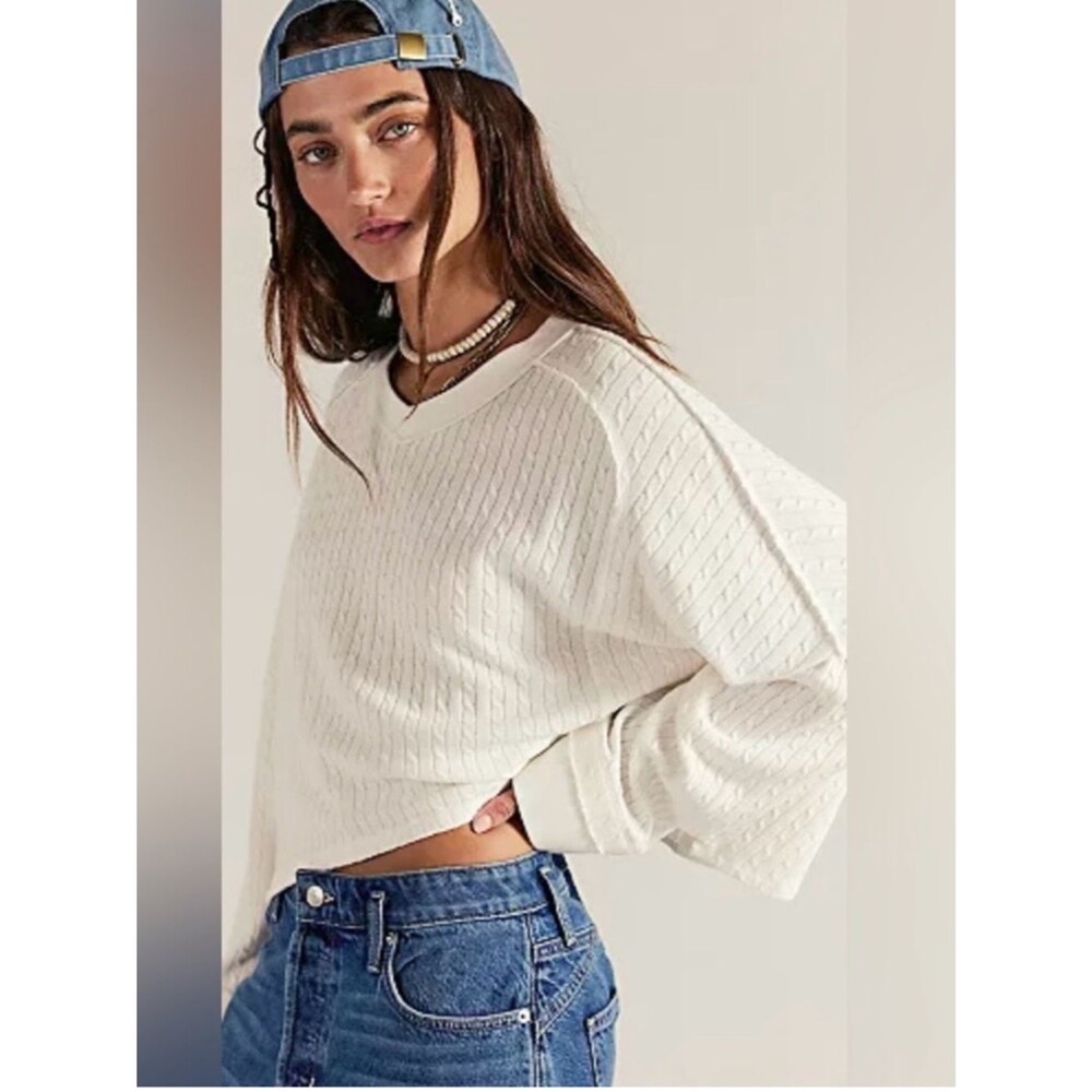 NWT FREE PEOPLE WE THE FREE WILSON LONG SLEEVE CLEAN IVORY Sz XL